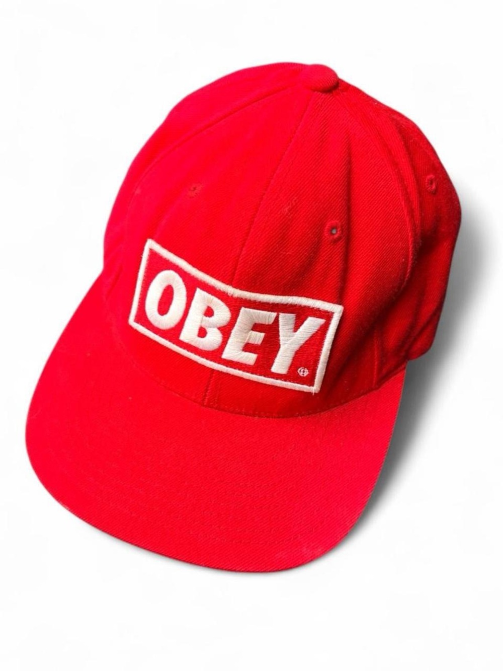 Vintage Obey Snapback Cap – Red
